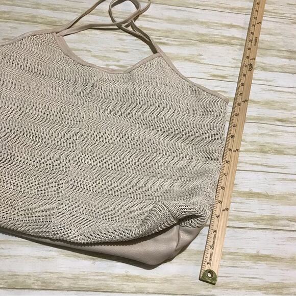 Street Level NWT Cream White Woven Mesh Large Beach Vacation Tote Bag Purse - Picture 10 of 10